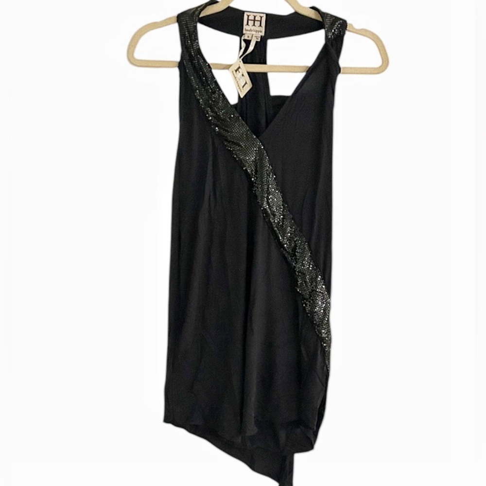 Haute Hippie Black Embellished Halter Tank Top Blouse Size Small NEW MSRP 295.00